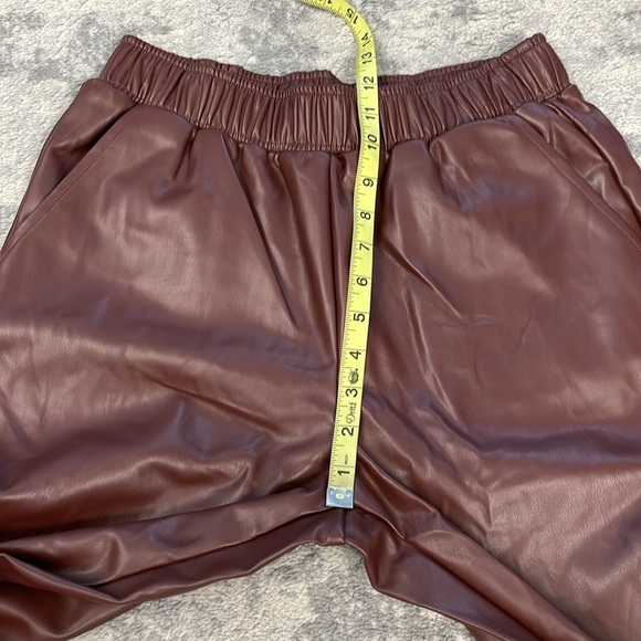 New WeWoreWhat Vegan Leather Jogger Pants Pull On Brown Sz M - Picture 9 of 13